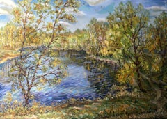 Spring, paysage, peinture à l'huile originale, prête à être accrochée