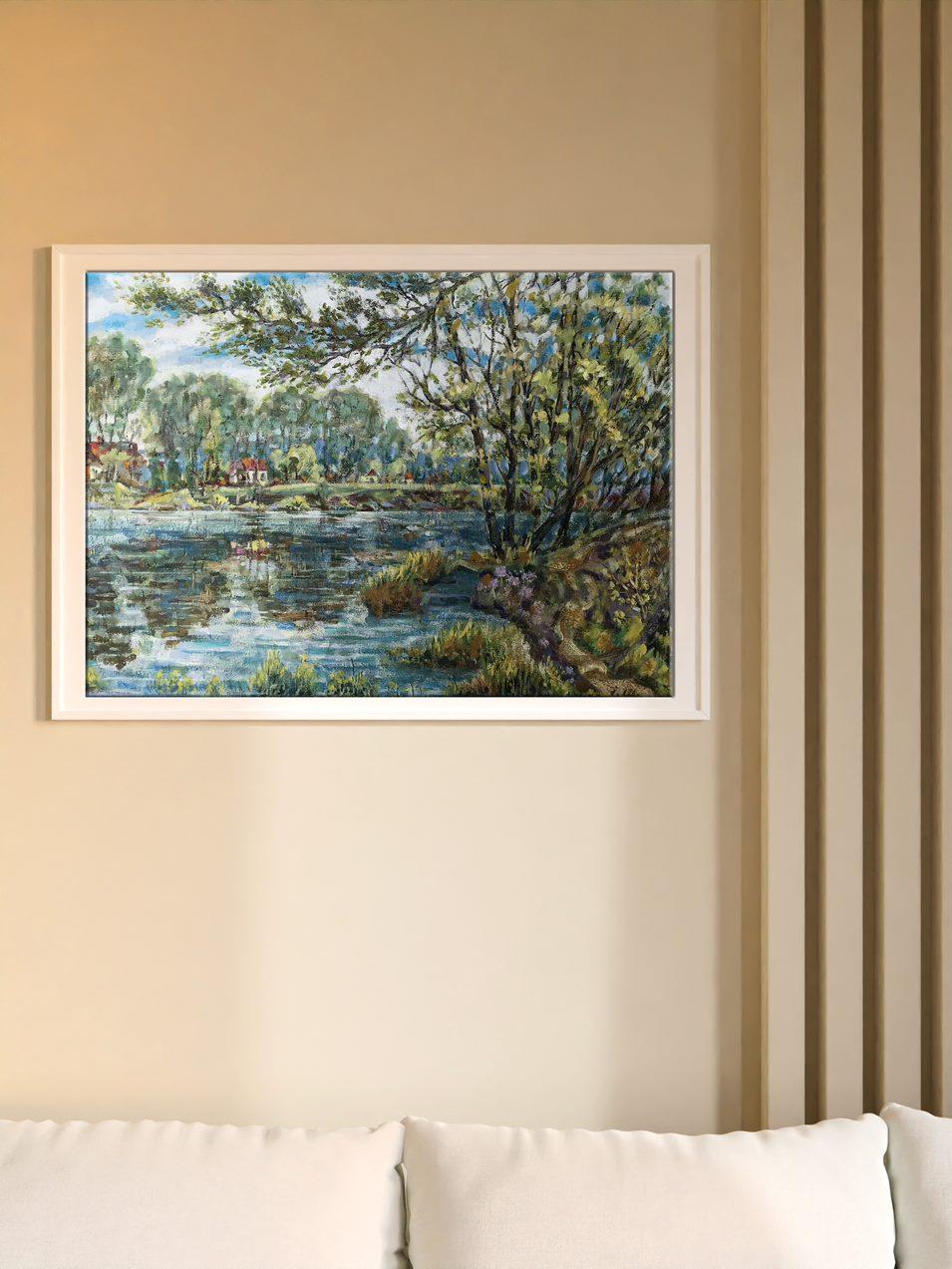 Frühling, Landschaft, Original-Ölgemälde, handgefertigt, hängefertig im Angebot 5