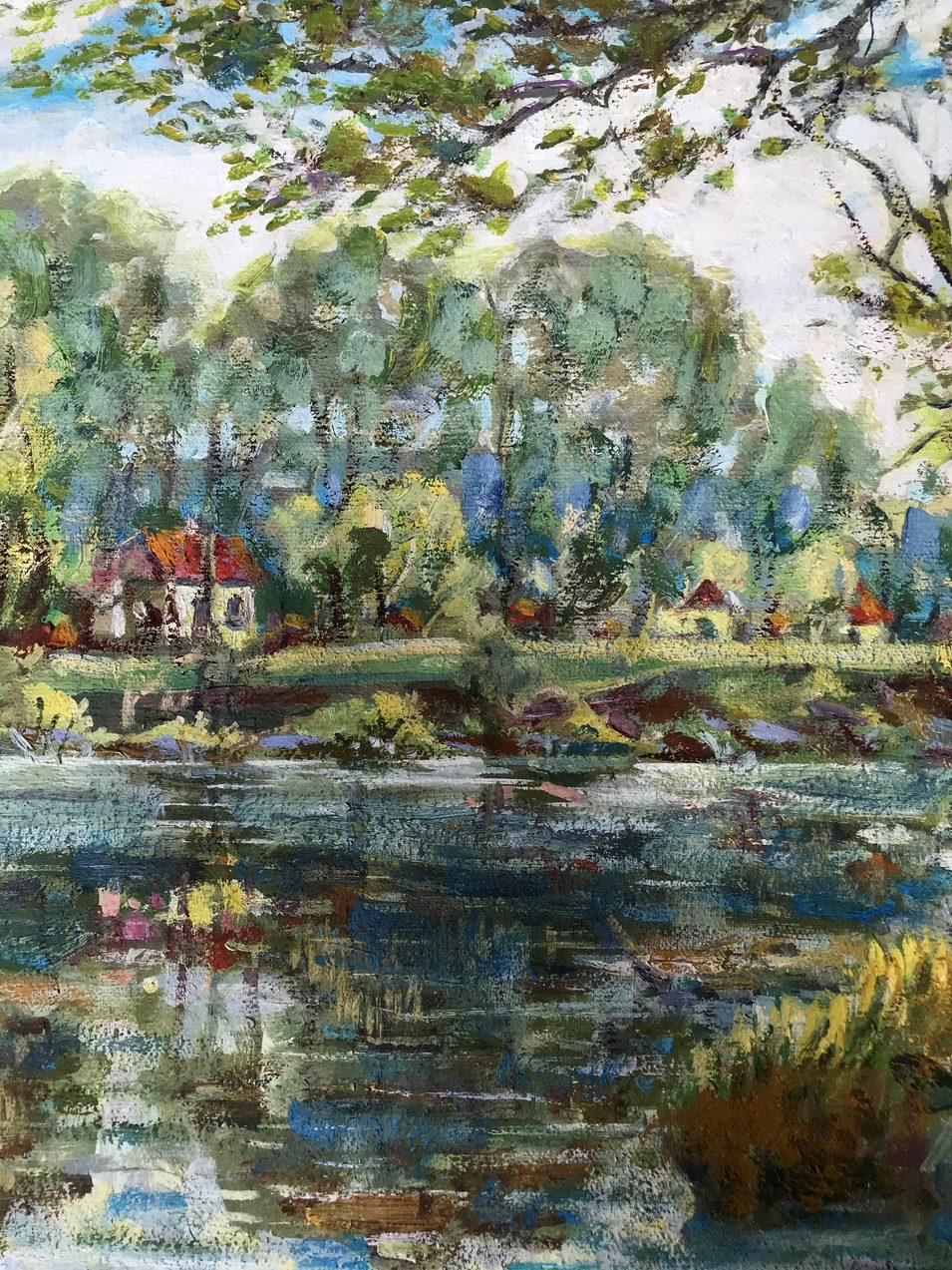 Frühling, Landschaft, Original-Ölgemälde, handgefertigt, hängefertig im Angebot 1