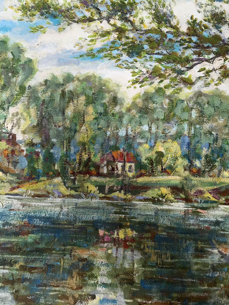 Frühling, Landschaft, Original-Ölgemälde, handgefertigt, hängefertig im Angebot 3