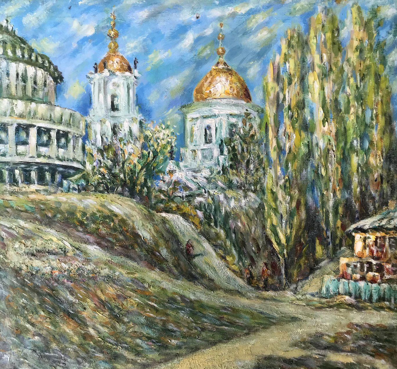 Street of the Heroes of Stalingrad, peinture à l'huile originale, prête à accrocher