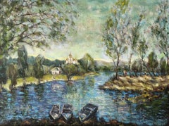 Day d'été, paysage, peinture à l'huile originale, prête à être accrochée