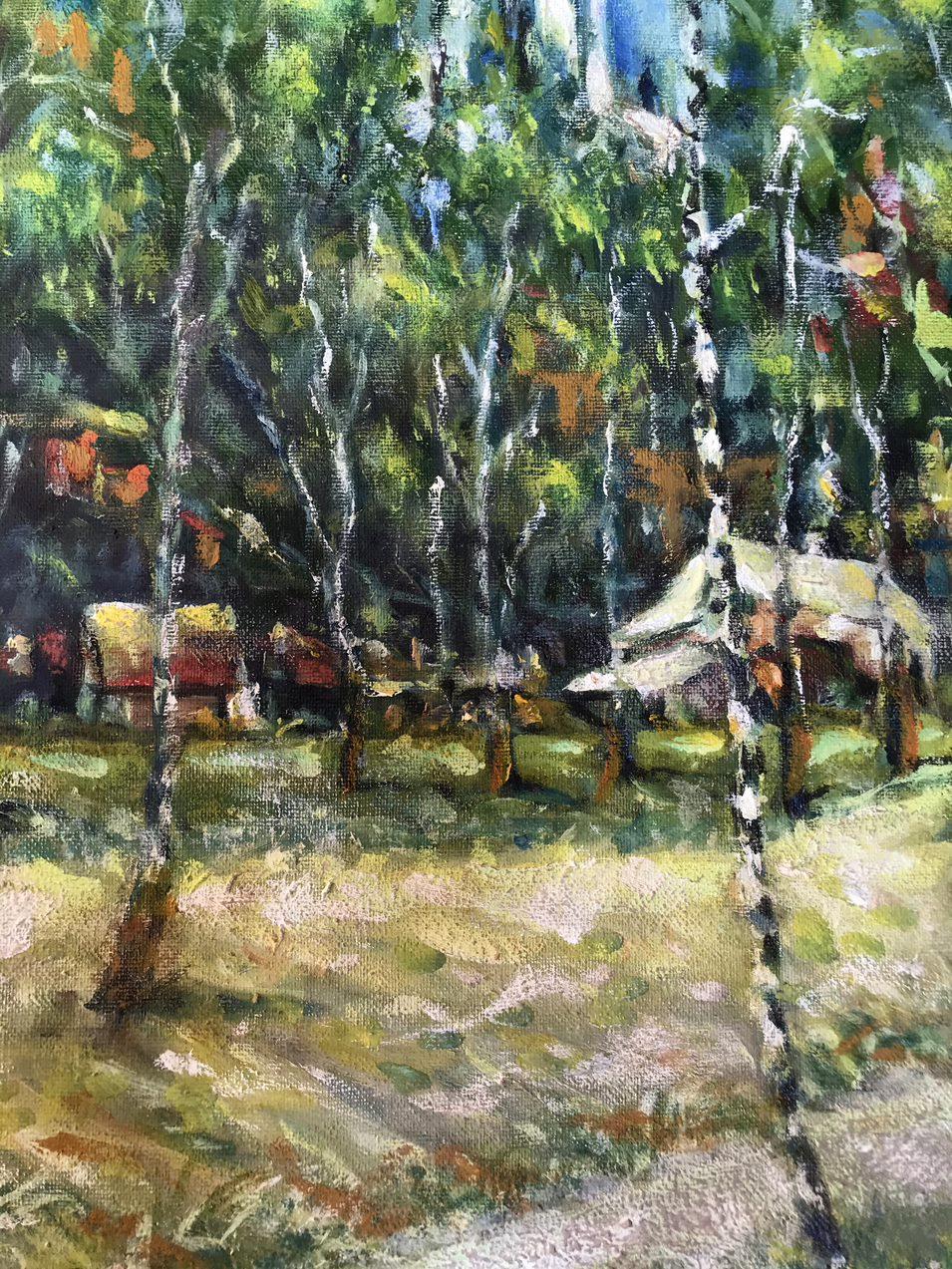Sumy Birches, Original oil Painting, Handmade, Ready to Hang For Sale 1