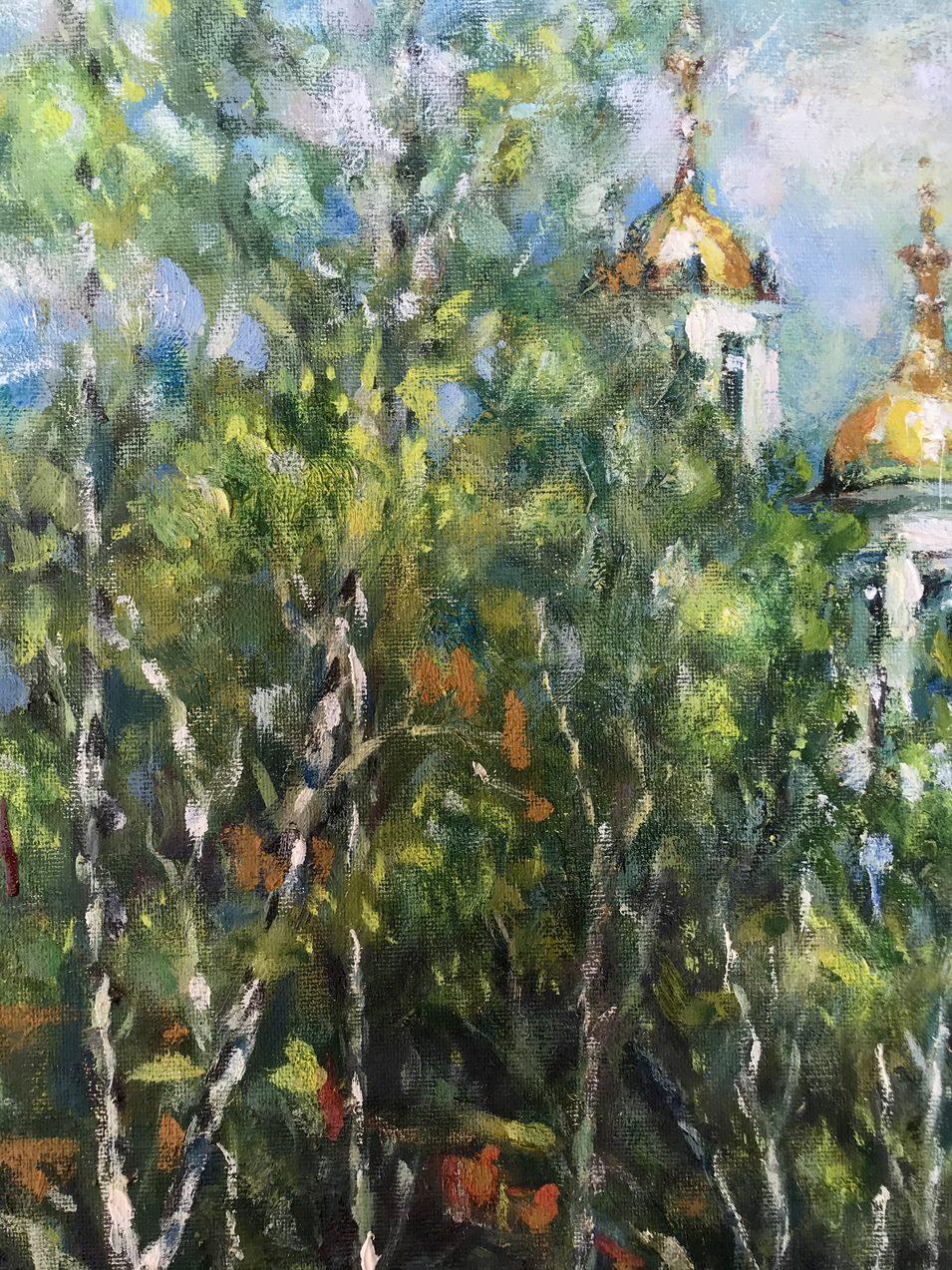 Sumy Birches, Original oil Painting, Handmade, Ready to Hang For Sale 3