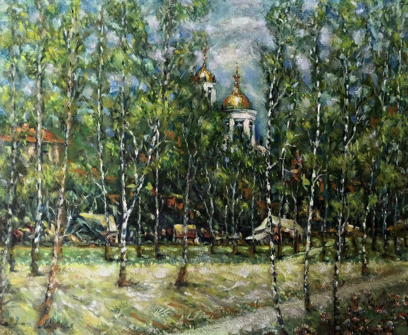 Ivan Shapoval Landscape Painting - Sumy Birches, Original oil Painting, Handmade, Ready to Hang