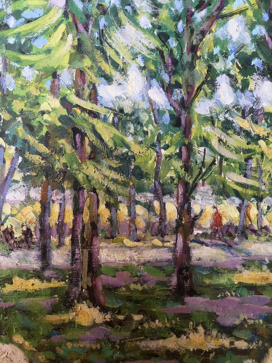 Sumy Park, Original-Ölgemälde, handgefertigt, hängefertig (Grau), Landscape Painting, von Ivan Shapoval