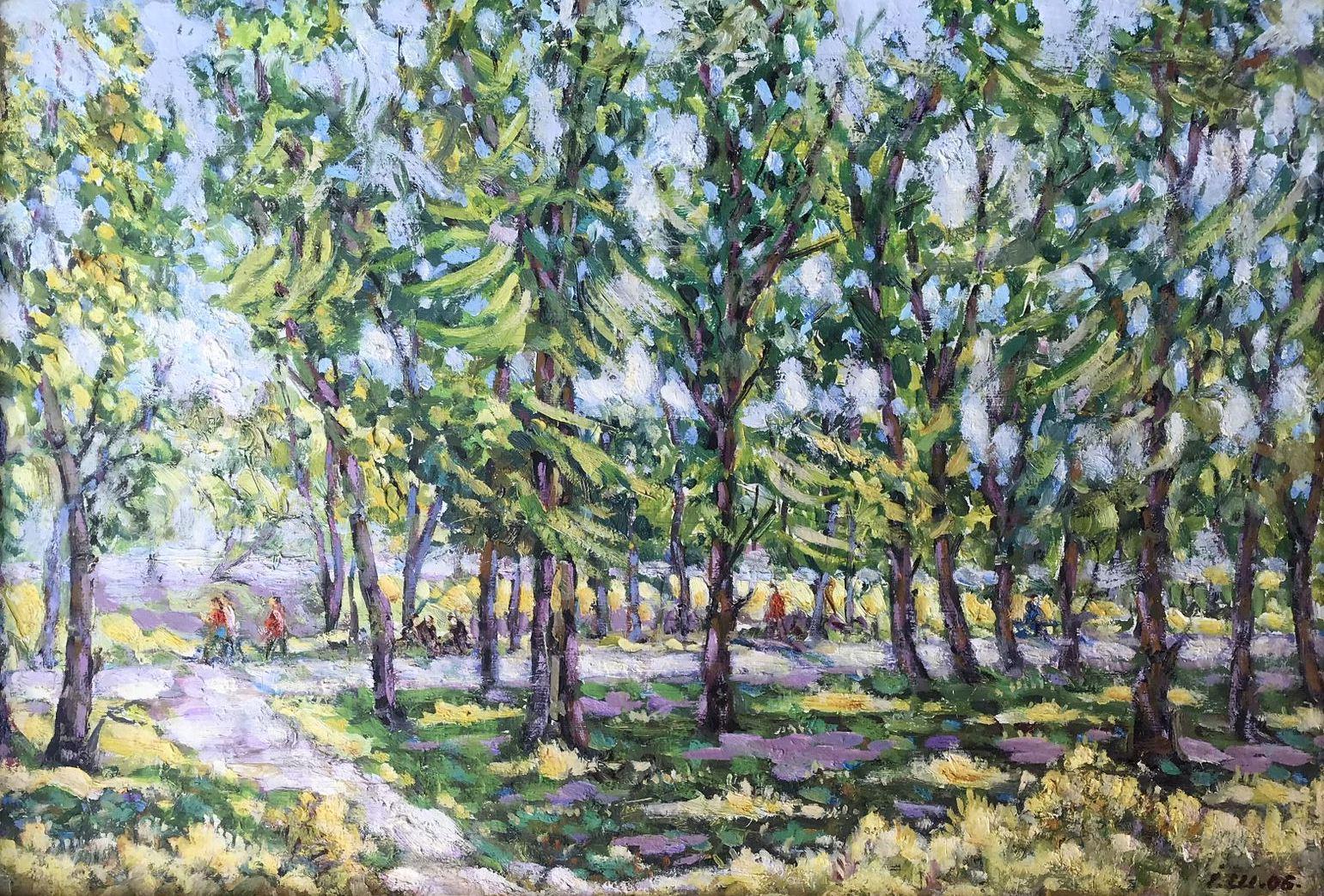 Sumy Park, Original-Ölgemälde, handgefertigt, hängefertig
