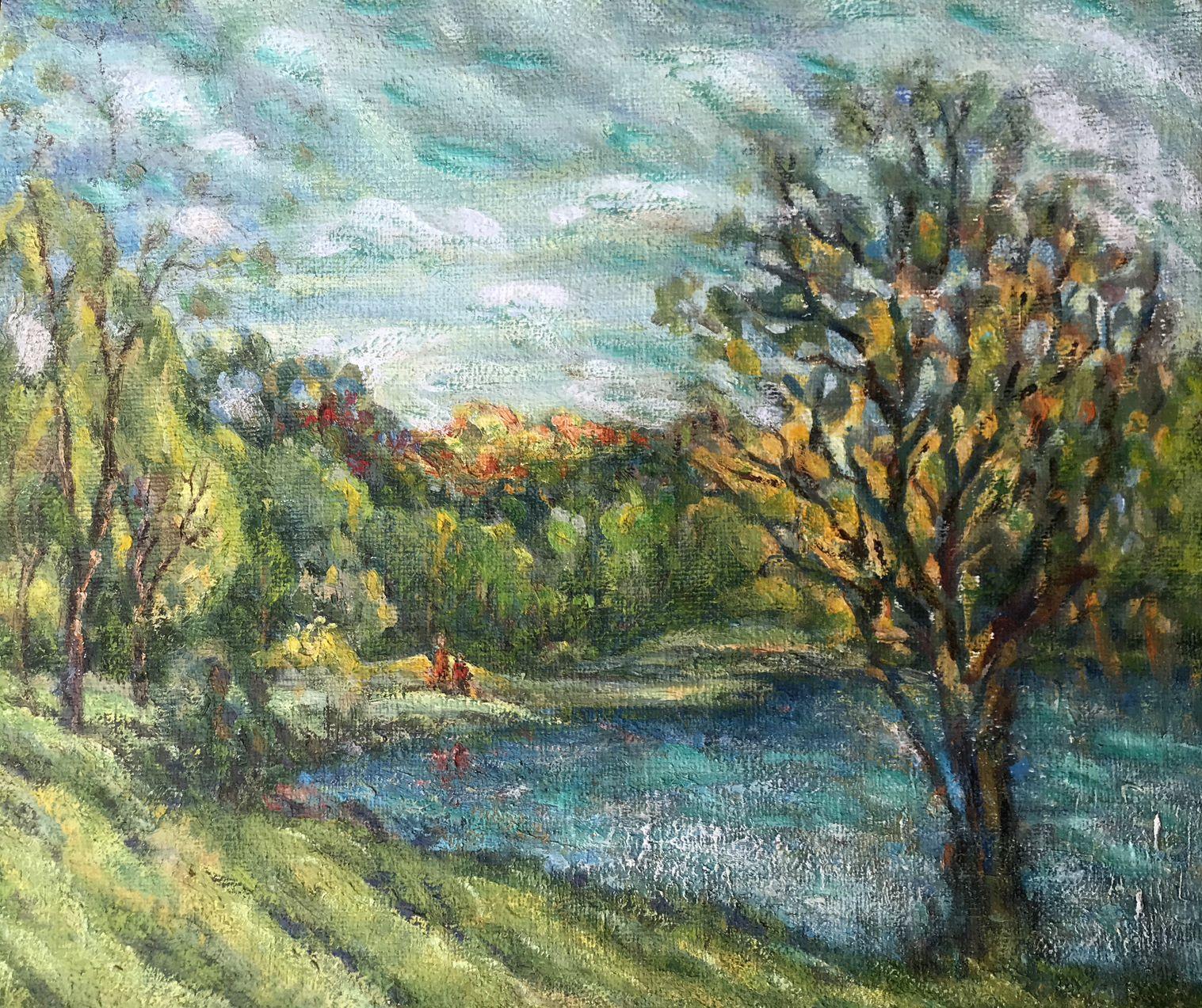 Ivan Shapoval Landscape Painting - The Bass Tract, landscape Original oil Painting, Ready to Hang