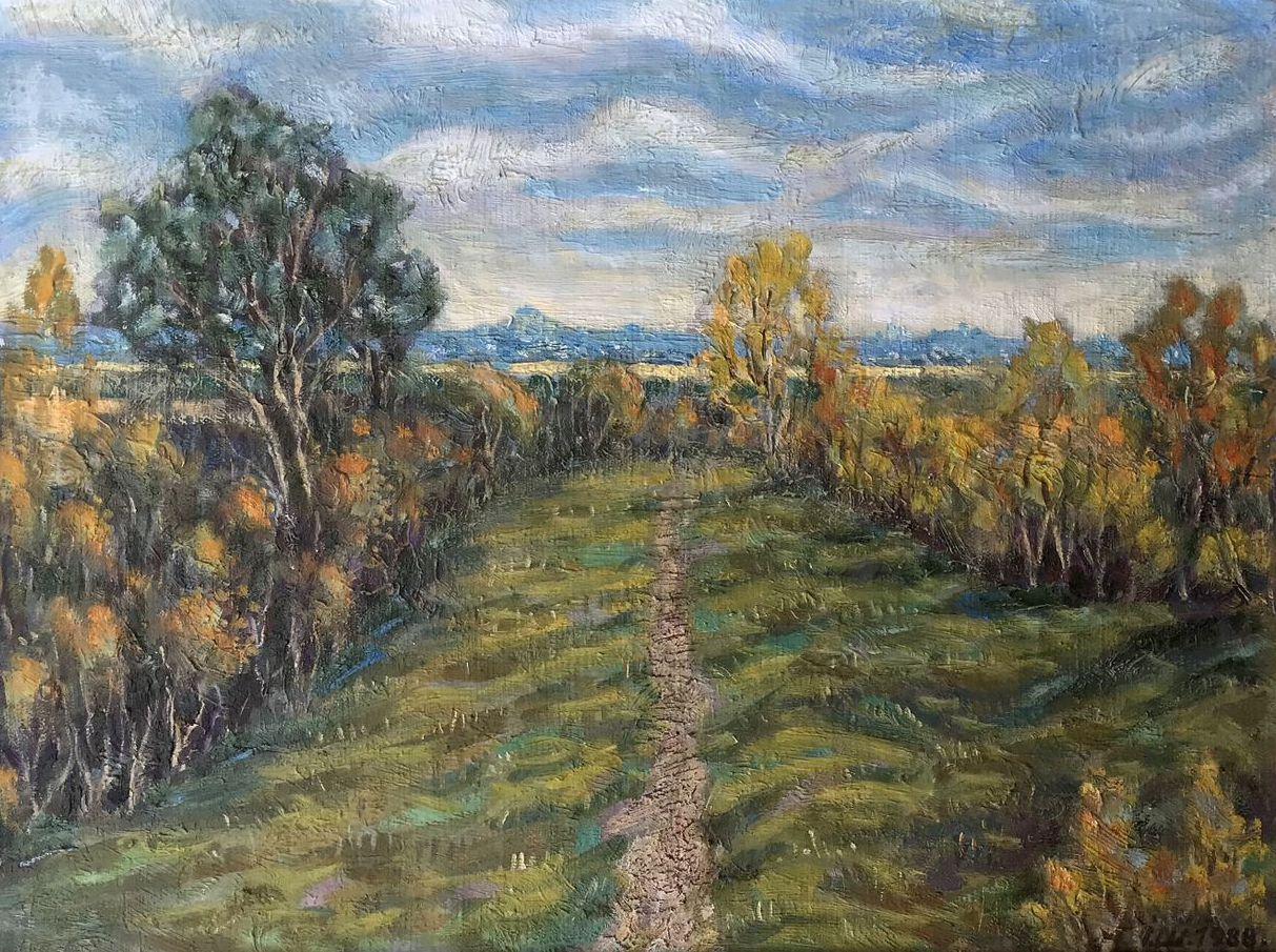 Ivan Shapoval Landscape Painting - The Beginning of Autumn, Original oil Painting, Ready to Hang