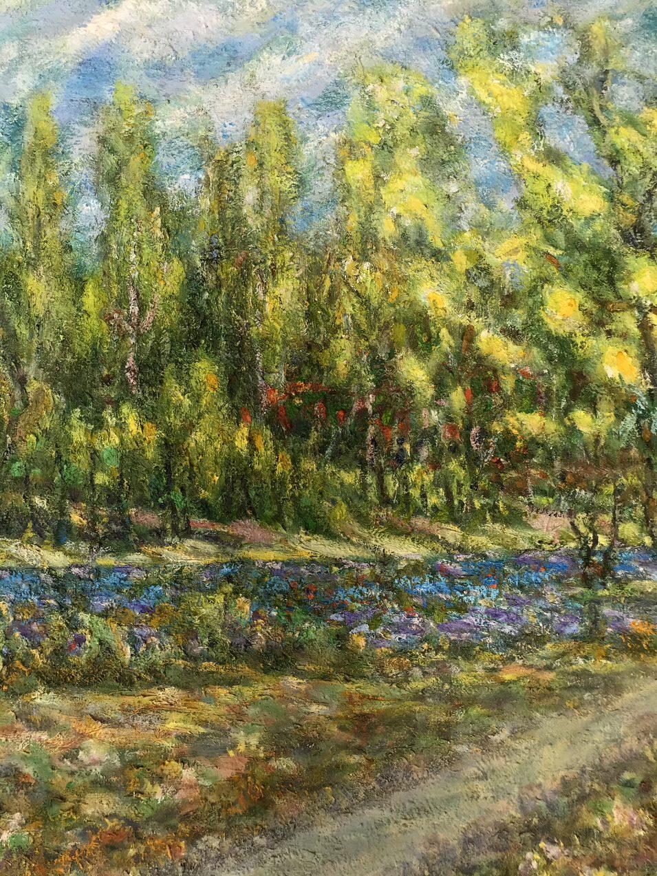 Il paesaggio della regione di Sumy, Pittura ad olio originale, fatta a mano, pronta da appendere - Landscape Painting Marrone di Ivan Shapoval