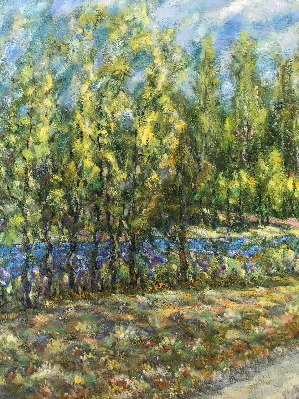 Il paesaggio della regione di Sumy, Pittura ad olio originale, fatta a mano, pronta da appendere in vendita 2