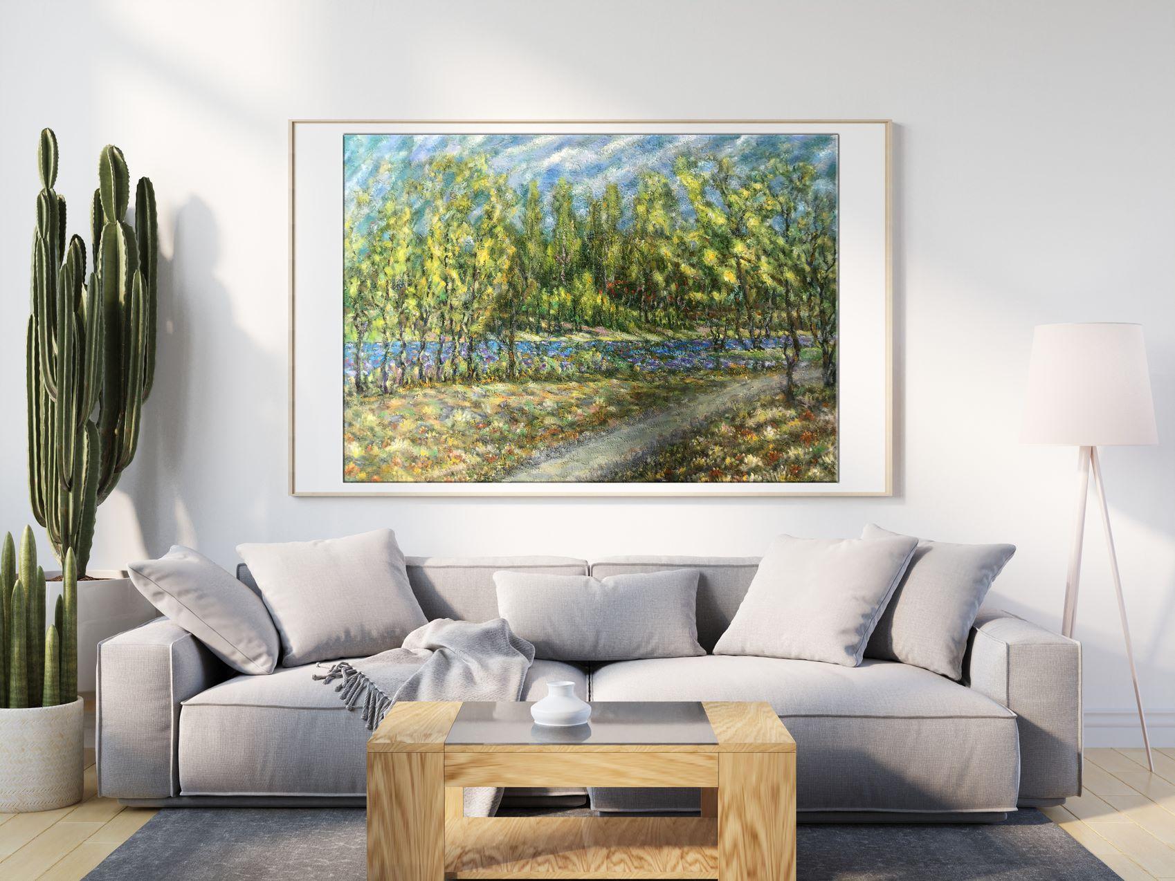 Il paesaggio della regione di Sumy, Pittura ad olio originale, fatta a mano, pronta da appendere in vendita 3
