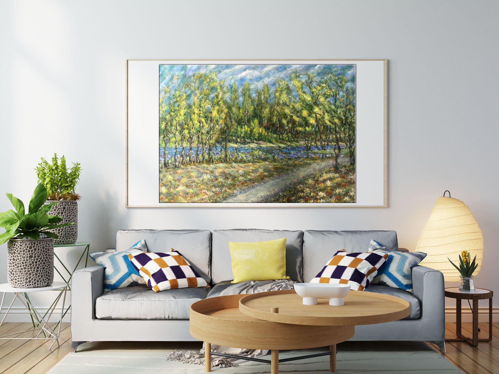 Il paesaggio della regione di Sumy, Pittura ad olio originale, fatta a mano, pronta da appendere in vendita 4