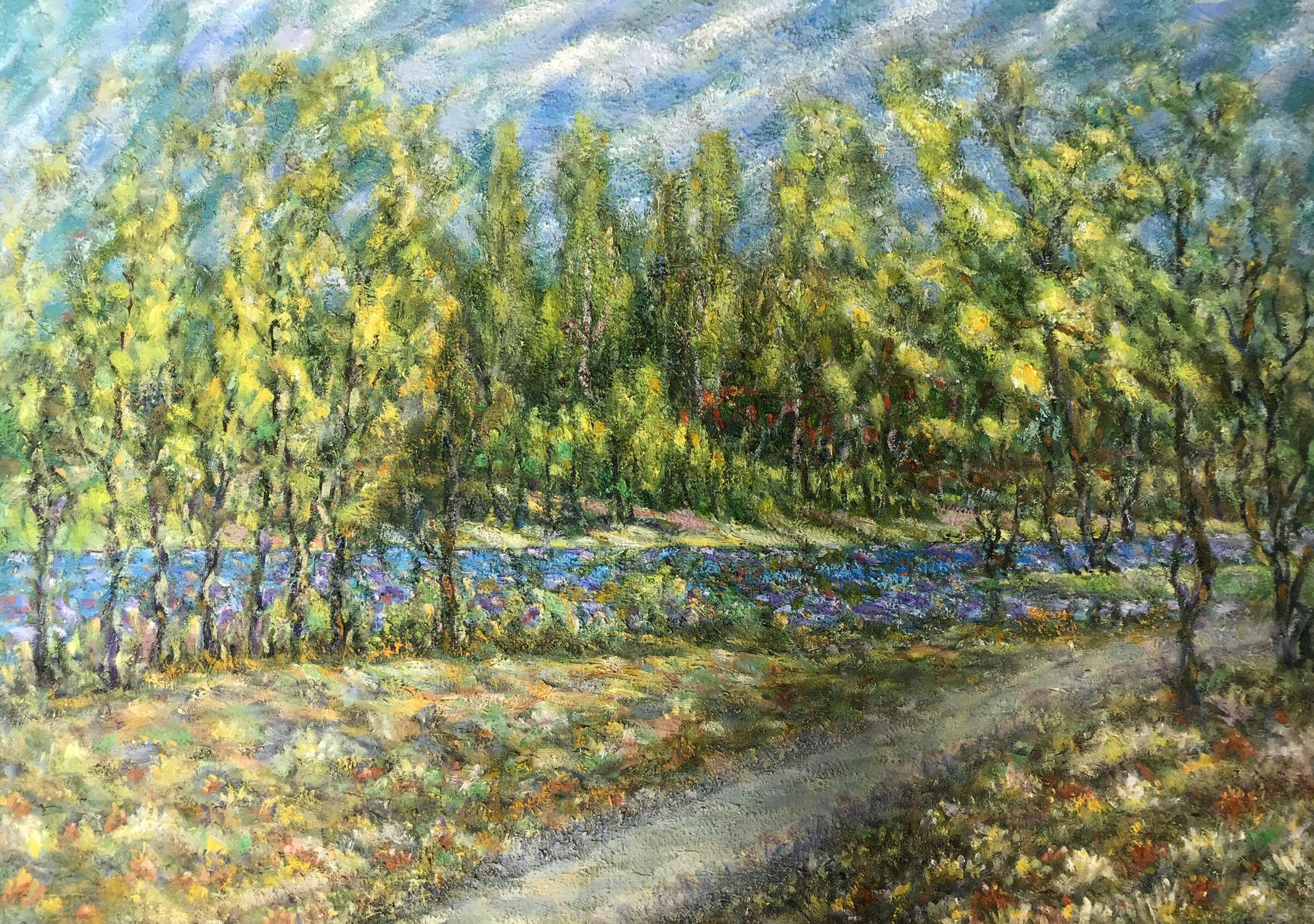 Landscape Painting di Ivan Shapoval - Il paesaggio della regione di Sumy, Pittura ad olio originale, fatta a mano, pronta da appendere
