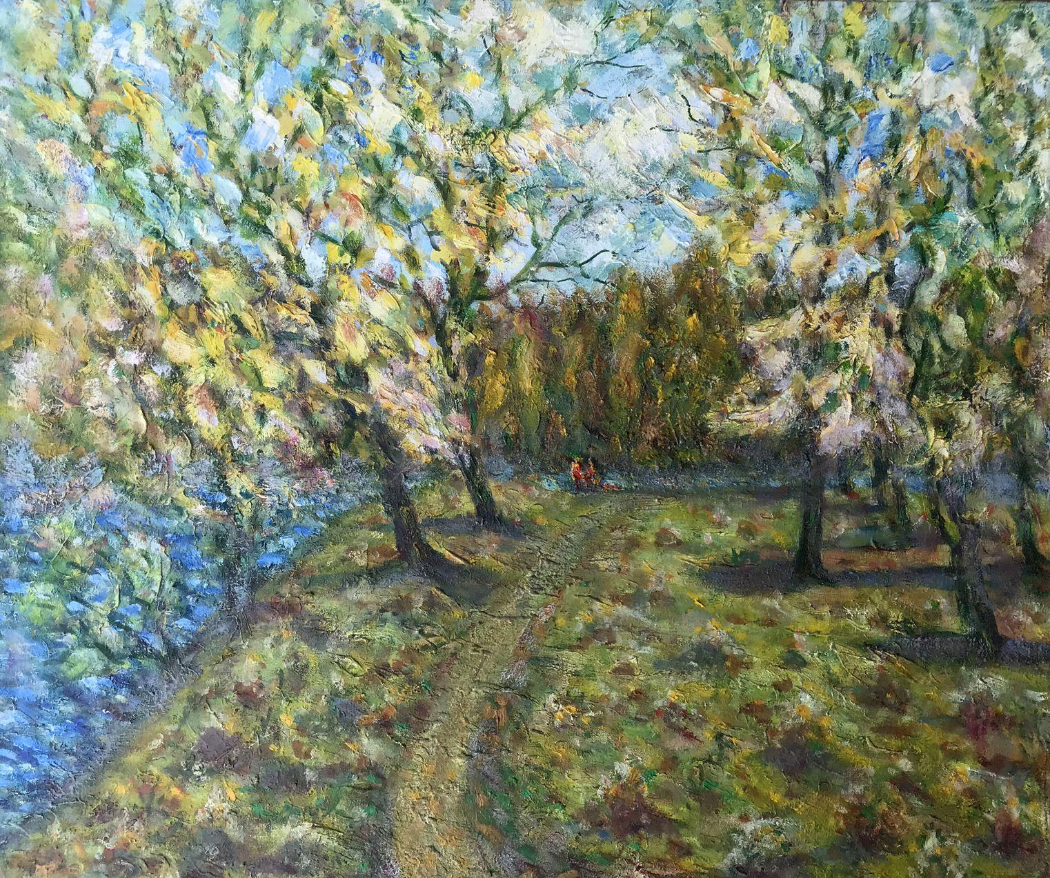 Das Dorf Chervone, Original-Ölgemälde in Öl, hängefertig