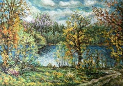 Trostyanets, paysage, peinture à l'huile originale, prête à être accrochée