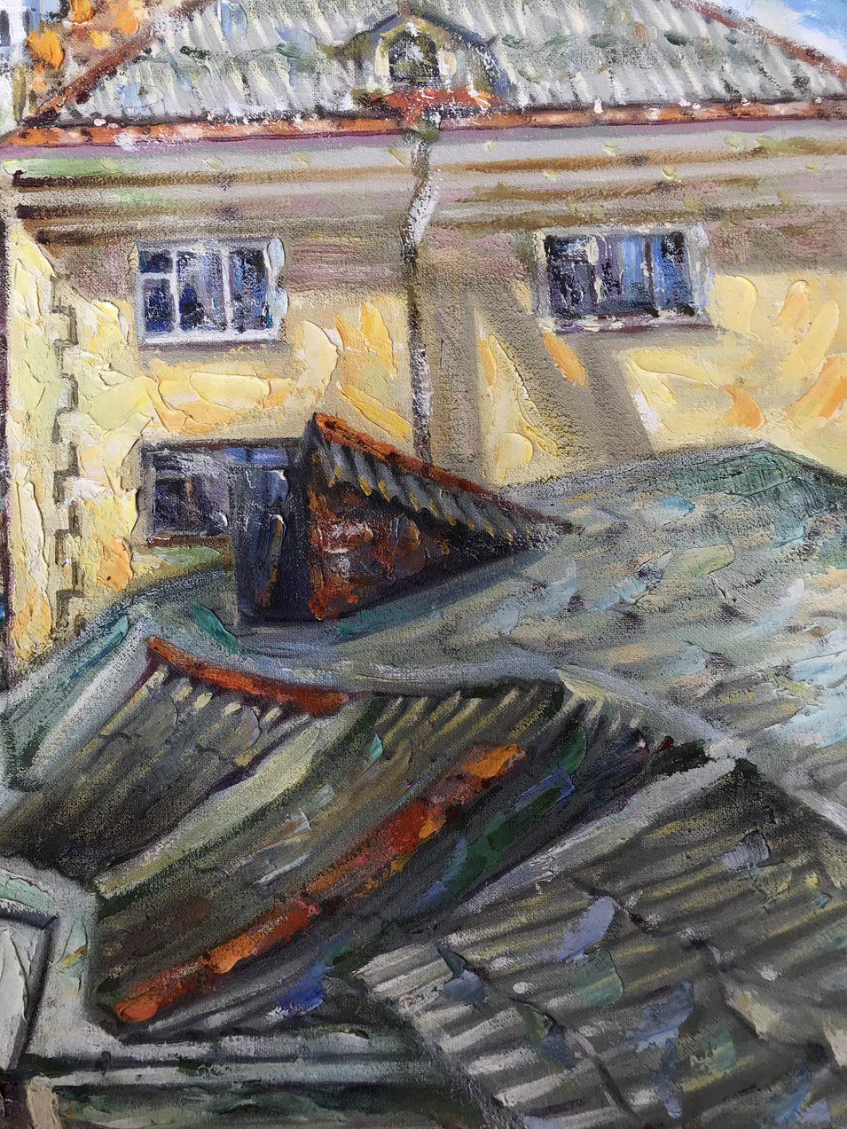 View from the Balcon, Original Ölgemälde, Leinwandkunst, handgefertigt, hängefertig (Impressionismus), Painting, von Ivan Shapoval