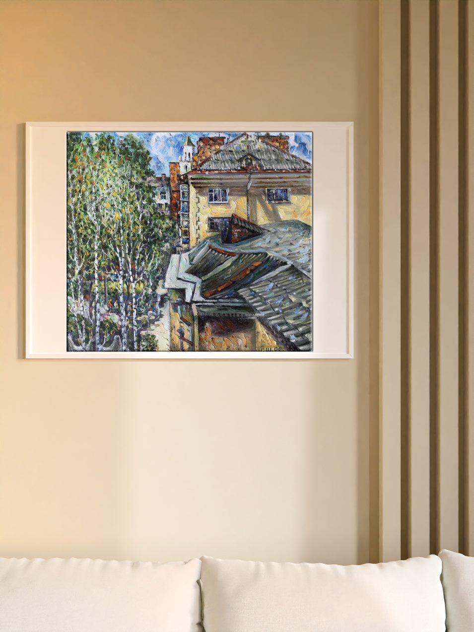 View from the Balcon, Original oil Painting, Canvas Art, Handmade, Ready to Hang For Sale 6