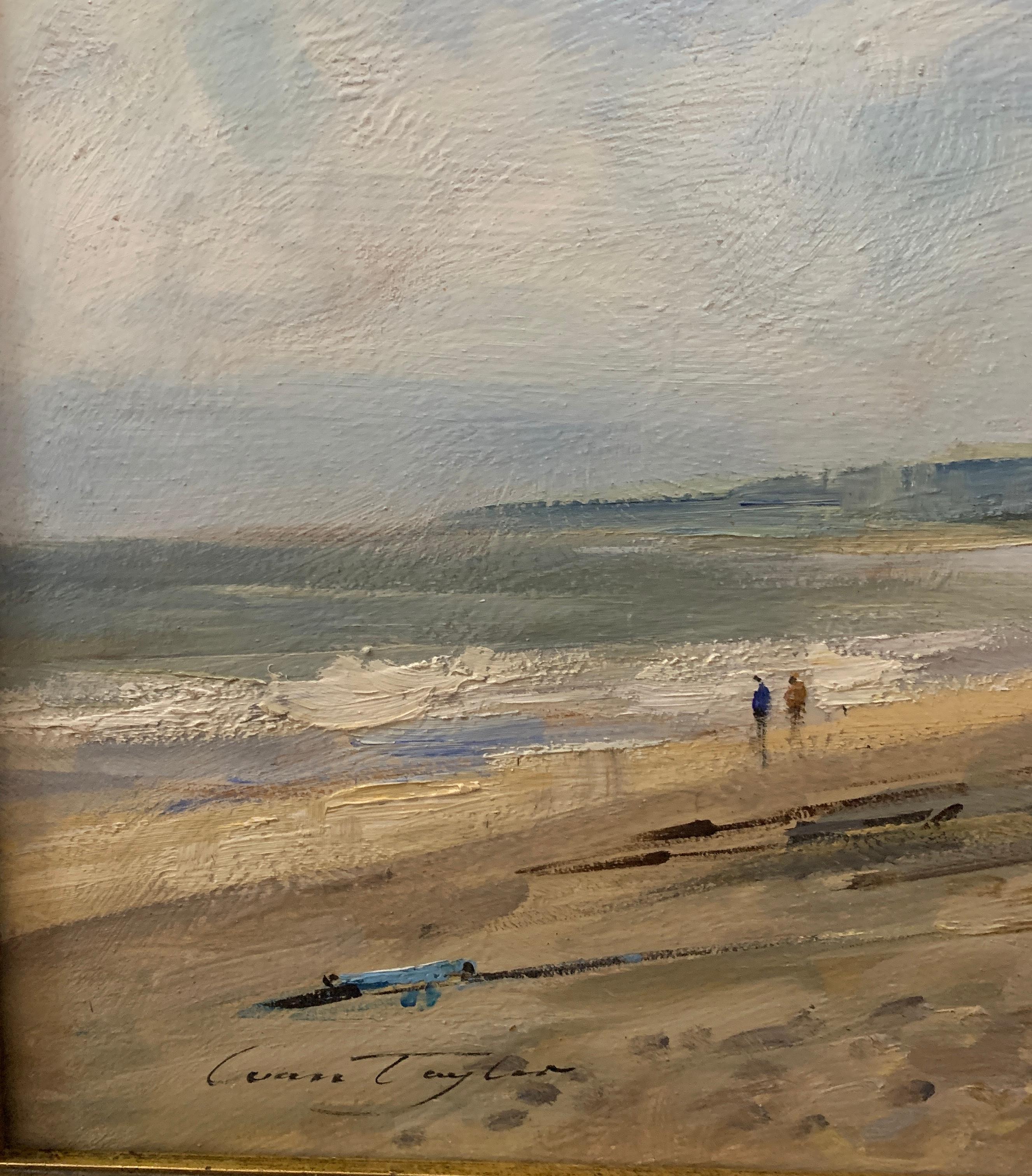 English Impressionist beach, shore scene with fishing boats, huts and landscape 

Born in North Staffordshire Ivan showed an early interest in art and in drawing and painting. His interest developed his talent and he exhibited 40 paintings on the