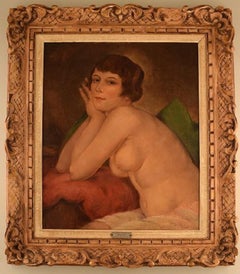 Ivan Thiele, Russia, Oil on Board, Naked Woman Posing, circa 1920