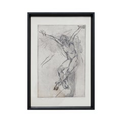 "Study of a Dancer (AP)" Modern Expressive Black and White Nude Gesture Etching