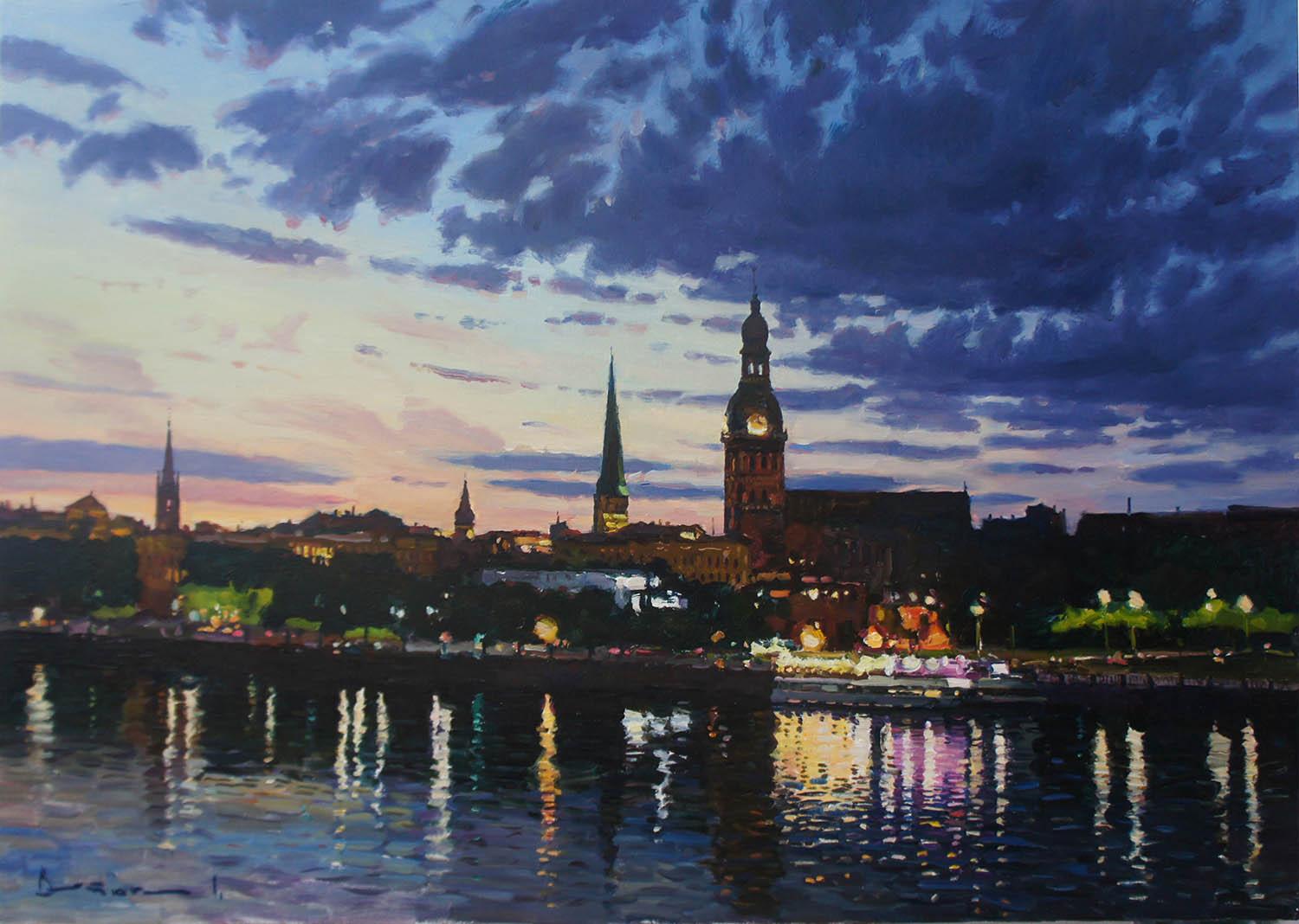 Ivan Vityuk Landscape Painting - Night City Lights