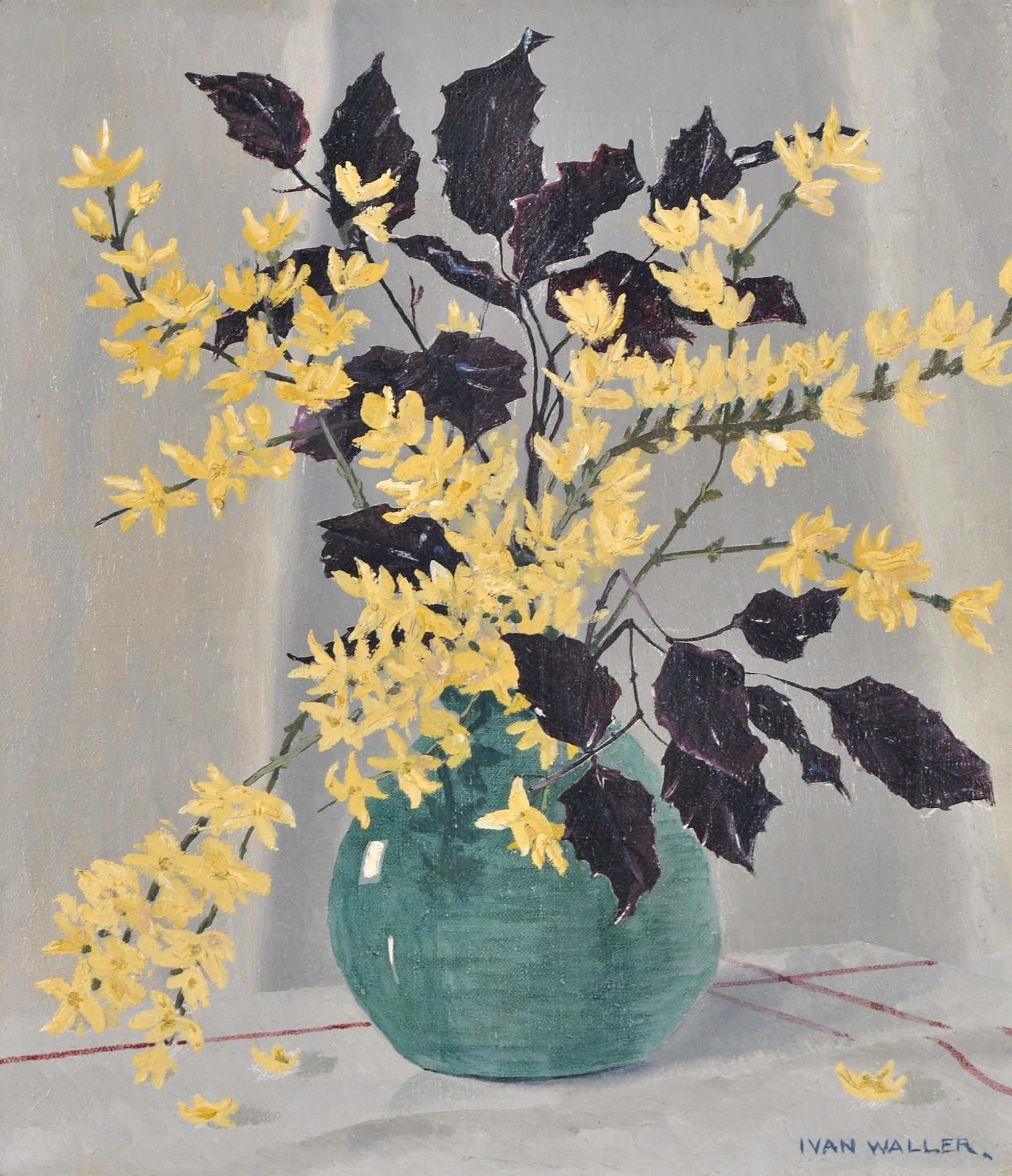 Still-Life Painting Ivan Waller - Fleurs dans un vase - Nature morte à l'huile ancienne English Impressionist