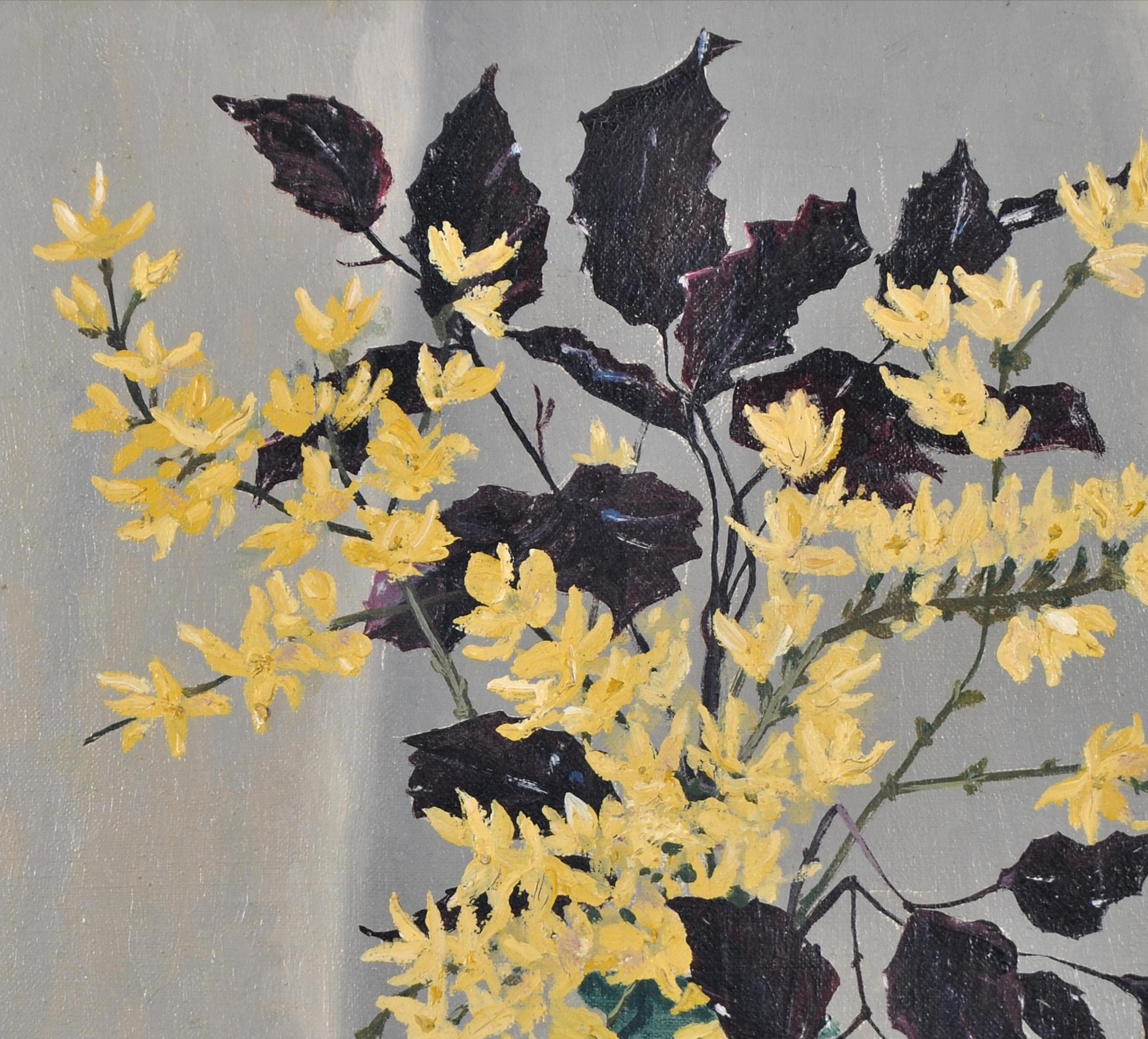 Fleurs dans un vase - Nature morte à l'huile ancienne English Impressionist en vente 1