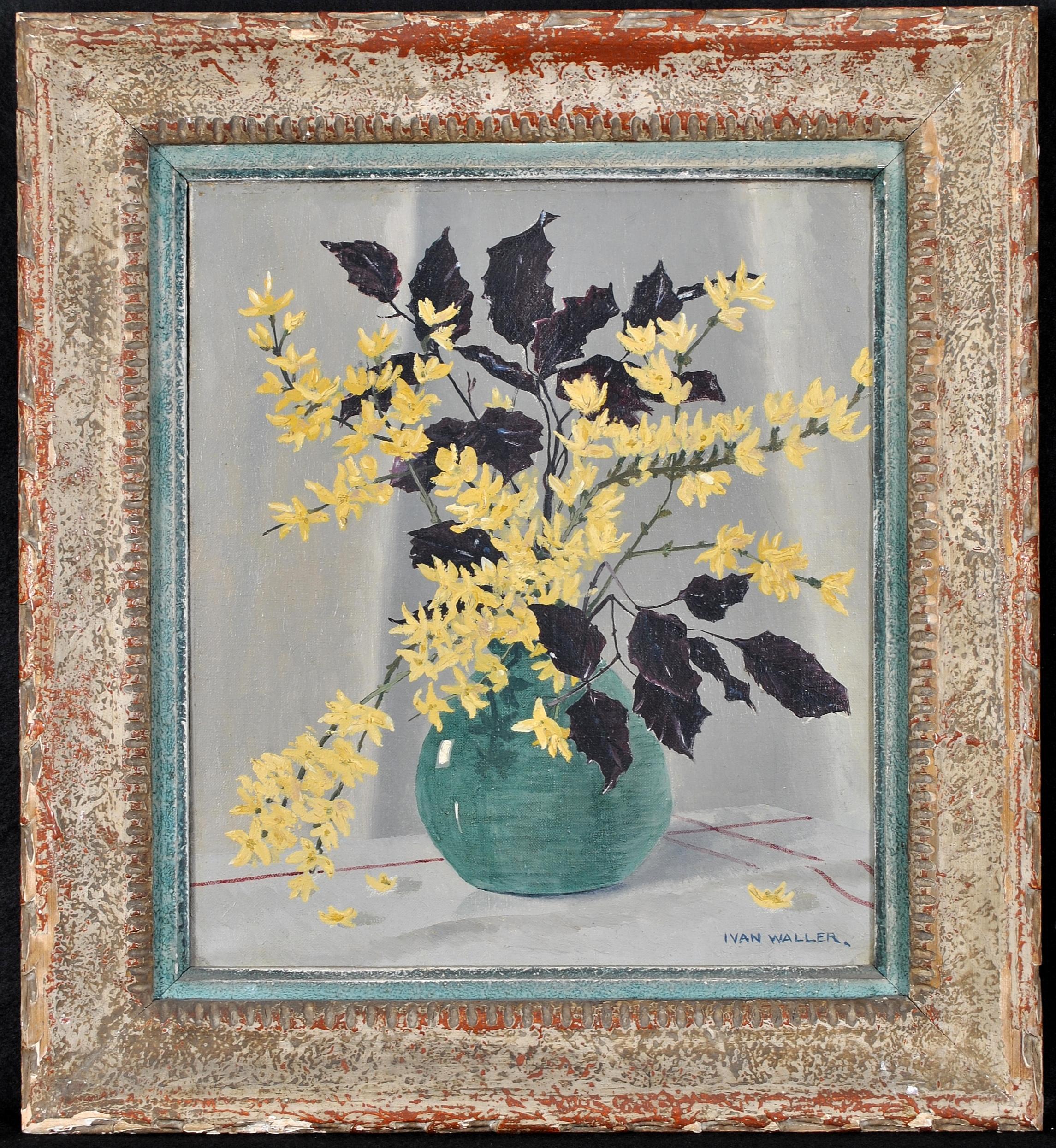 Fleurs dans un vase - Nature morte à l'huile ancienne English Impressionist - Painting de Ivan Waller