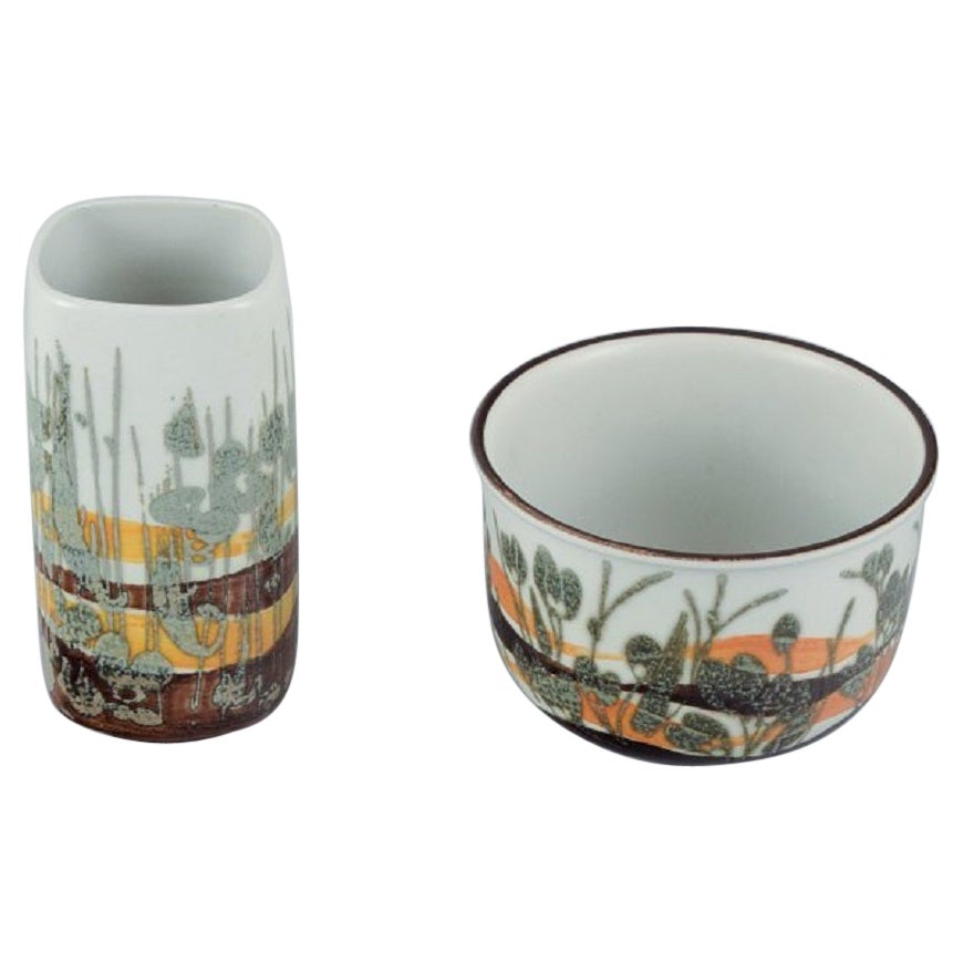 Ivan Weiss para Royal Copenhagen, Jarrón y cuenco de loza, 1975-1984