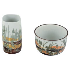 Vase et bol en faïence Ivan Weiss pour Royal Copenhagen, 1975-1984.