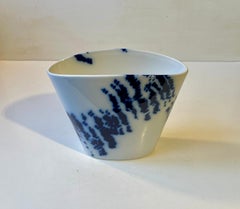 Ivan Weiss Glazed White & Blue Porcelain Vase for Royal Copenhagen, 1980s