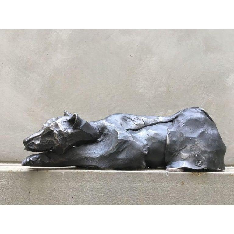Majestueuse sculpture d'ours noir en fer forgée par Ivan Zanoni