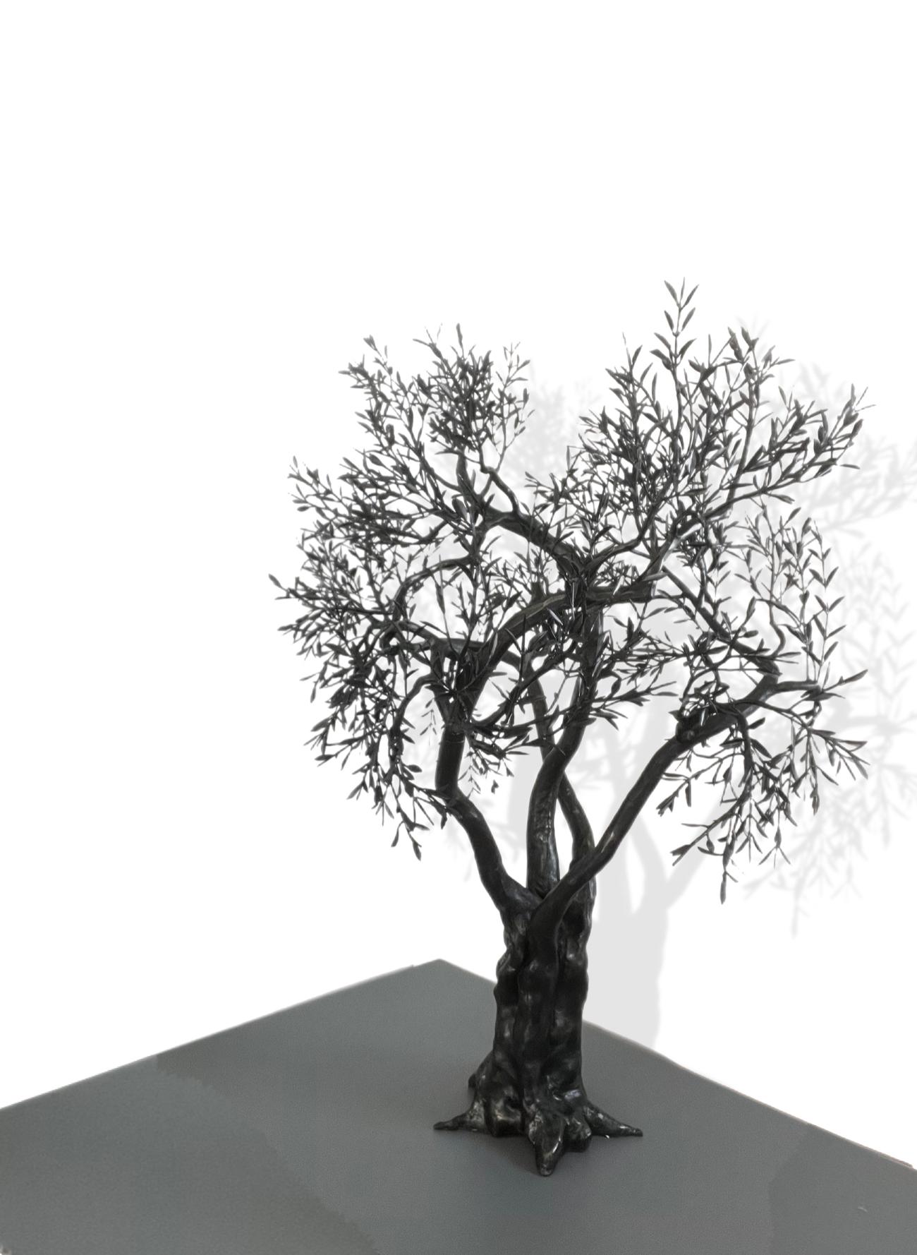 Olive tree sculpture, black wrought iron, fit indoor and outdoor, unique piece - Sculpture by Ivan Zanoni