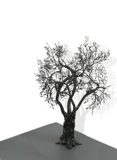 Olive tree sculpture, black wrought iron, fit indoor and outdoor, unique piece