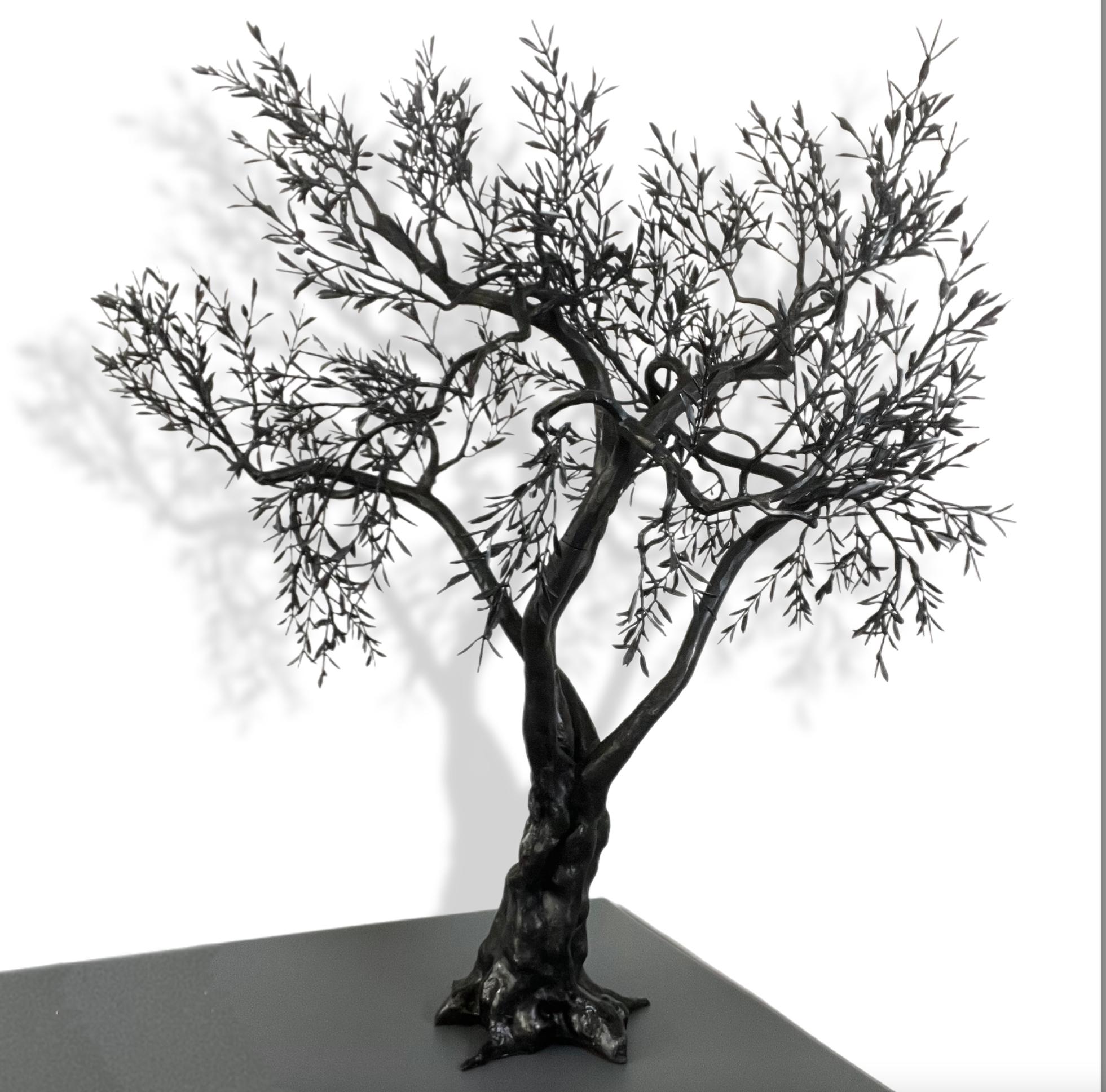 Ivan Zanoni Figurative Sculpture - Olive tree sculpture, black wrought iron, fit indoor and outdoor, unique piece