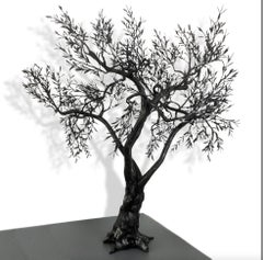 Olive tree sculpture, black wrought iron, fit indoor and outdoor, unique piece