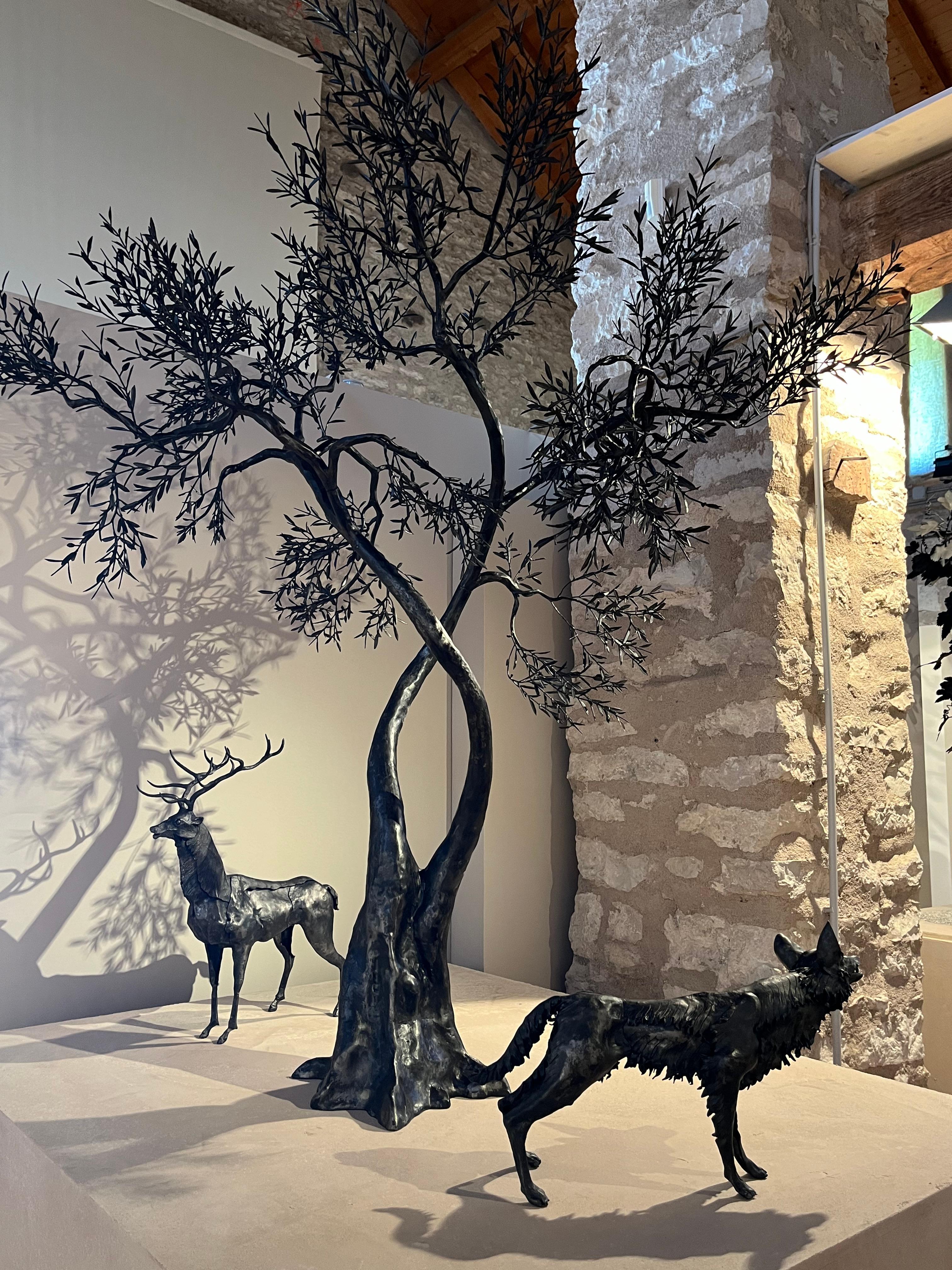 Einzigartige Schmiedeeisen zwei Zweige Olivenbaum - Outdoor Indoor-Skulptur 1