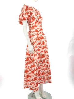 Ivana Ma Orange Abstract Open Back Maxi Dress Size M
