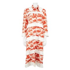 Ivana Ma Orange Abstract Ruffle Trim Coat Size M