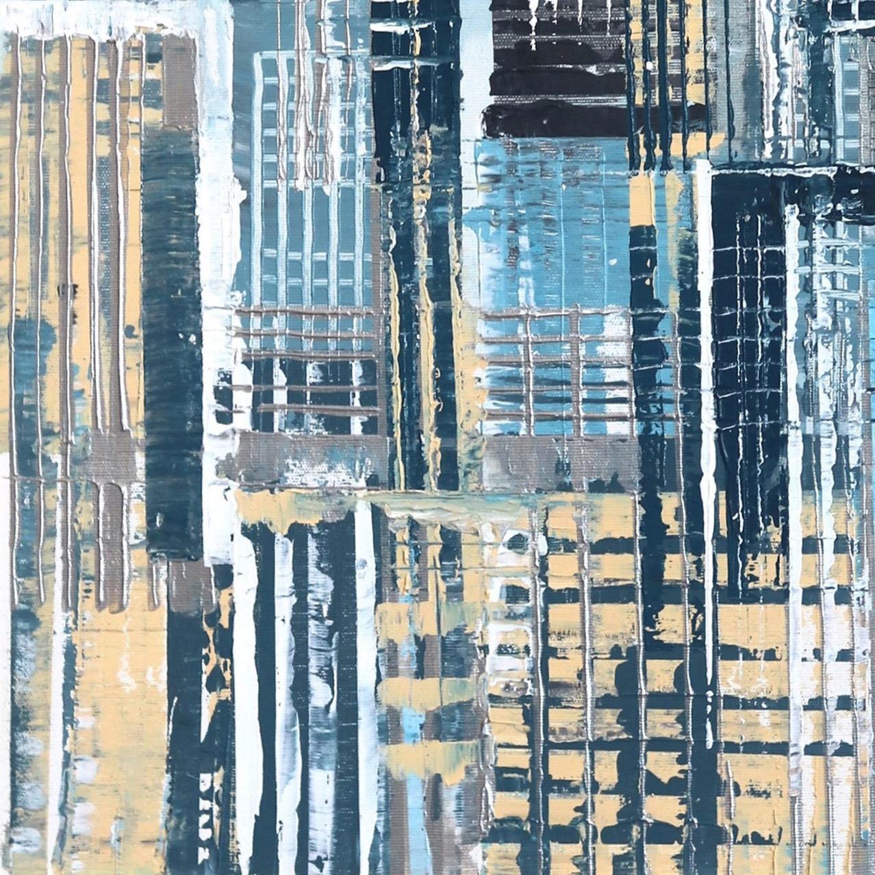 Between The City Lines  - Gray Abstract Painting by Ivana Milosevic