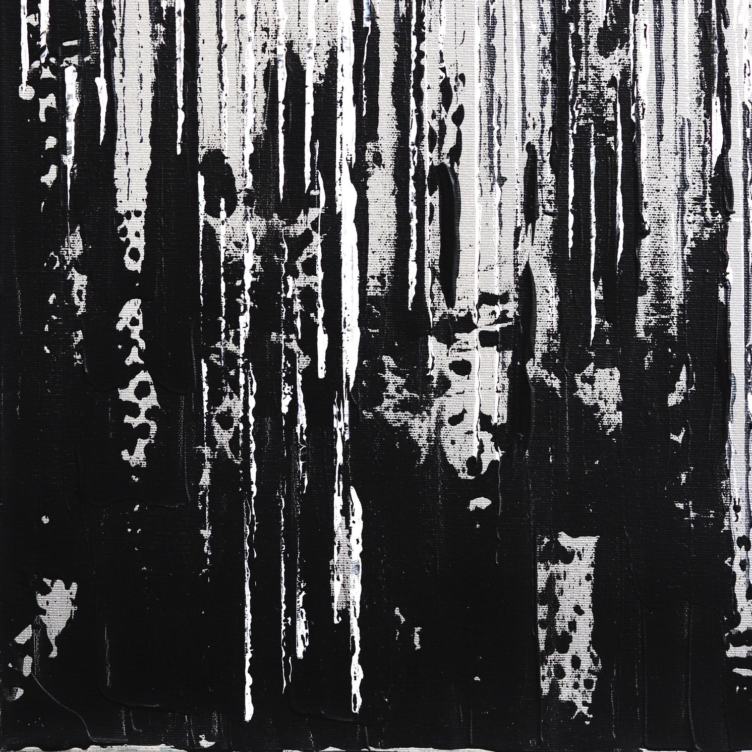 Between the Lines 2 - Œuvre d'art originale abstraite et texturée en noir, blanc et or en vente 2