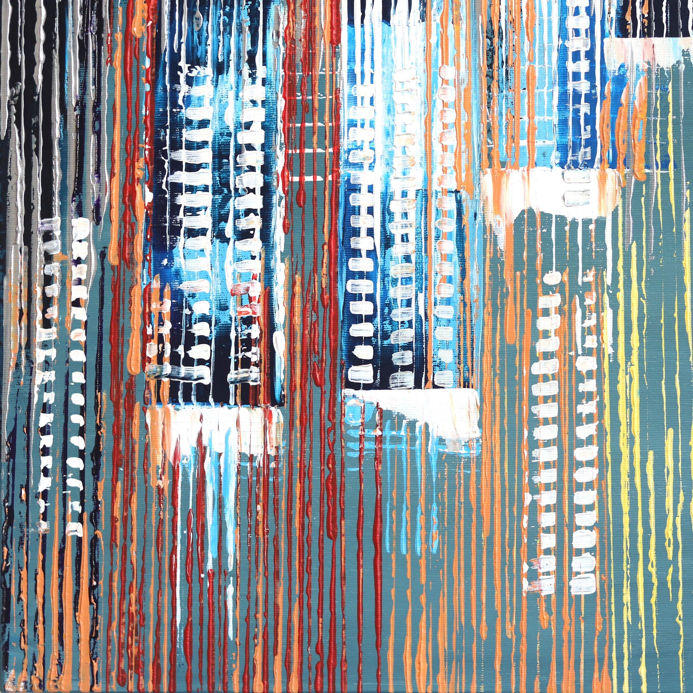 Red Ciudad - Paisaje Abstracto Pintura Original Paisaje Urbano en venta 2