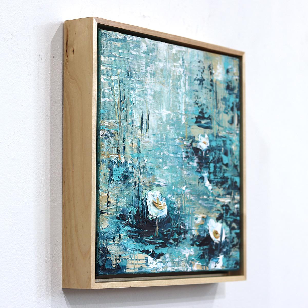 Lilies Smile 2 - Original Waterlilies Blue Landscape Painting For Sale 2