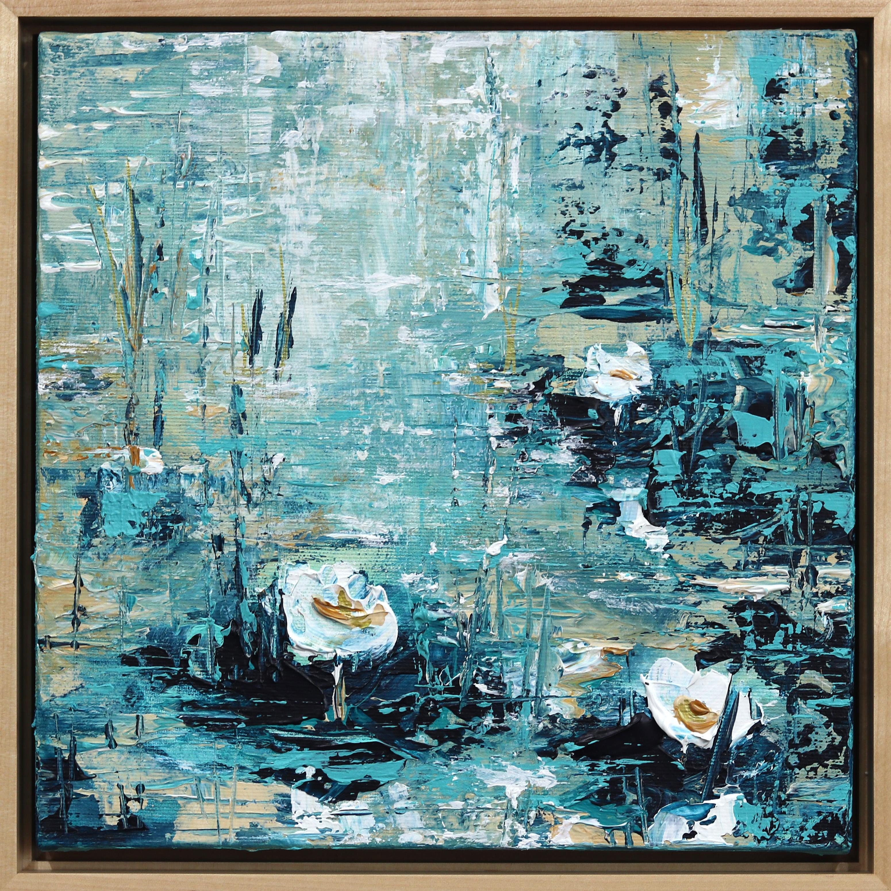 Ivana Milosevic Abstract Painting - Lilies Smile 2 - Original Waterlilies Blue Landscape Painting