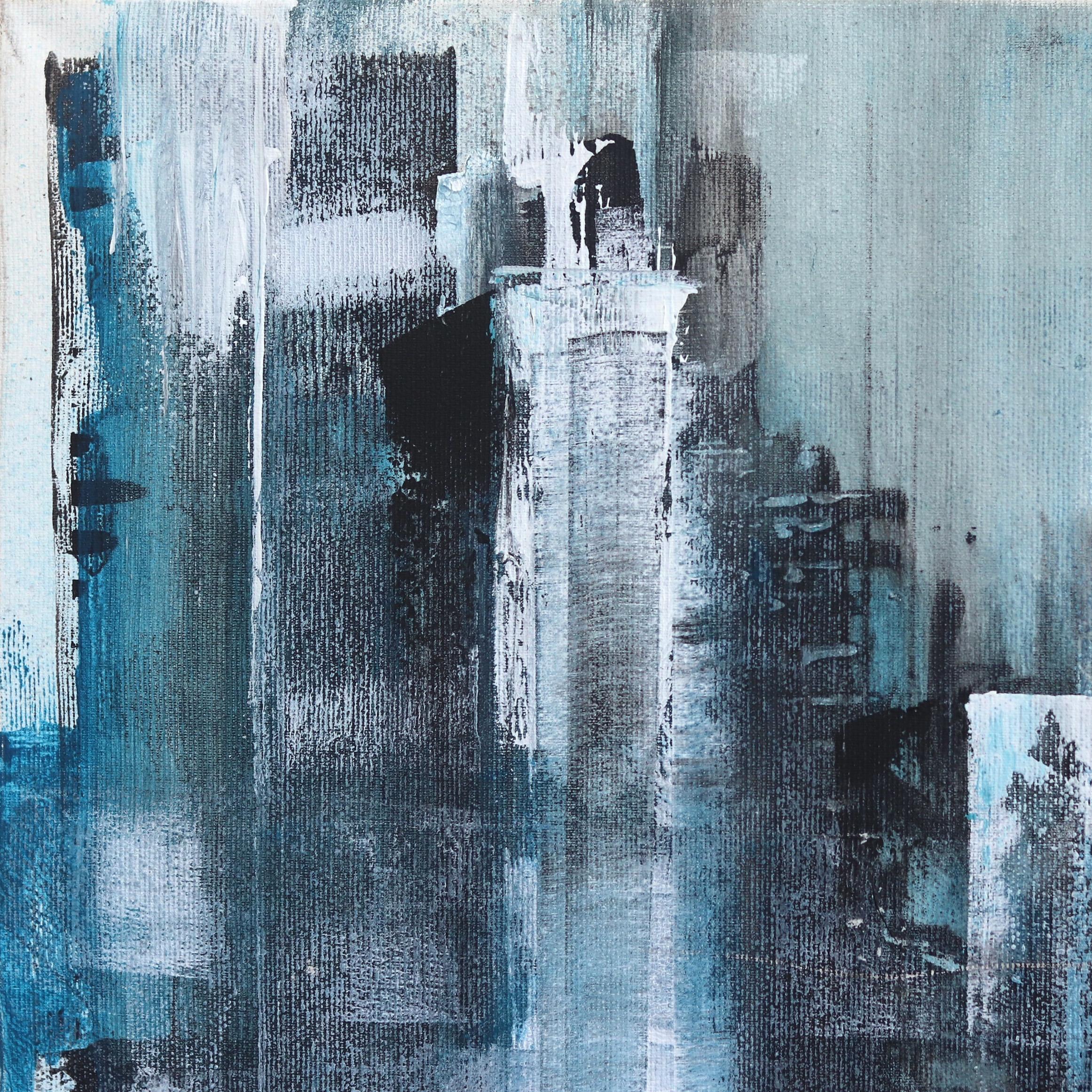 Manhattan Spirit - Paysage abstrait Cityscape - Peinture originale - Impressionnisme Painting par Ivana Milosevic