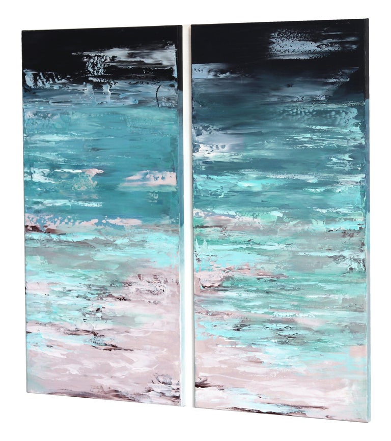 Ocean California (Diptych) - Blue Abstract Painting by Ivana Milosevic
