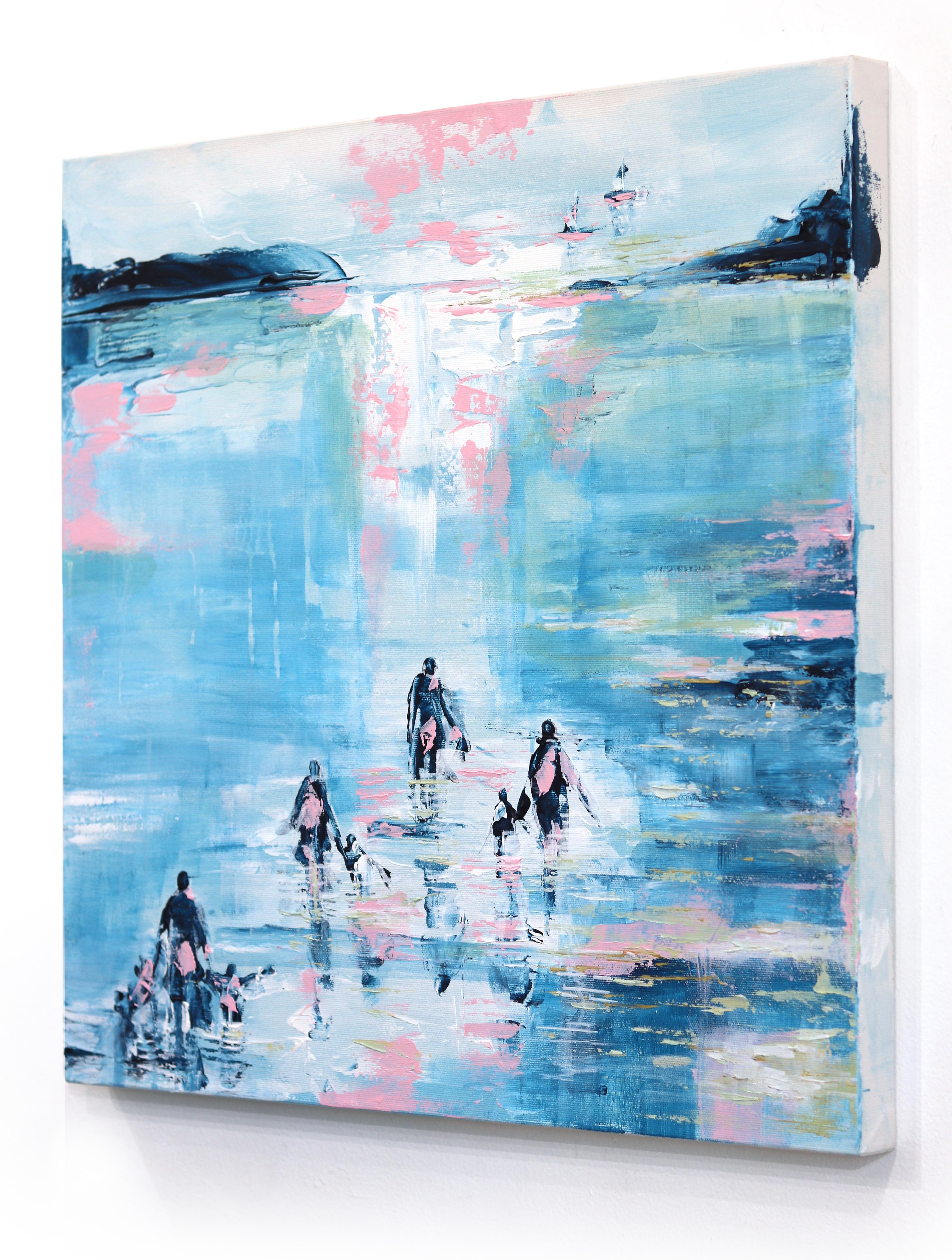 Mar de vitaminas 03-1 - Pintura original abstracta con textura de paisaje - Landscape Painting Azul de Ivana Milosevic