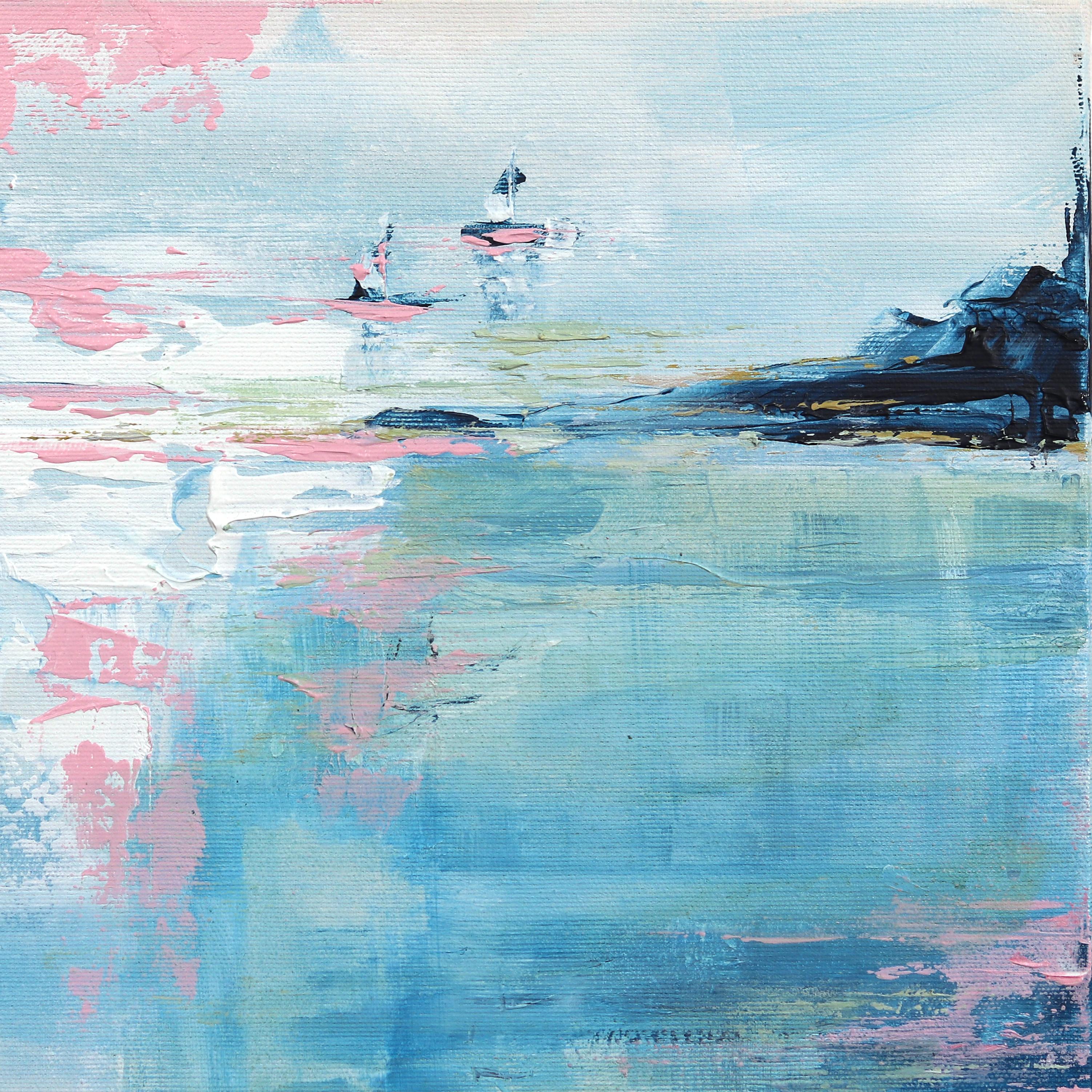 Mar de vitaminas 03-1 - Pintura original abstracta con textura de paisaje en venta 3