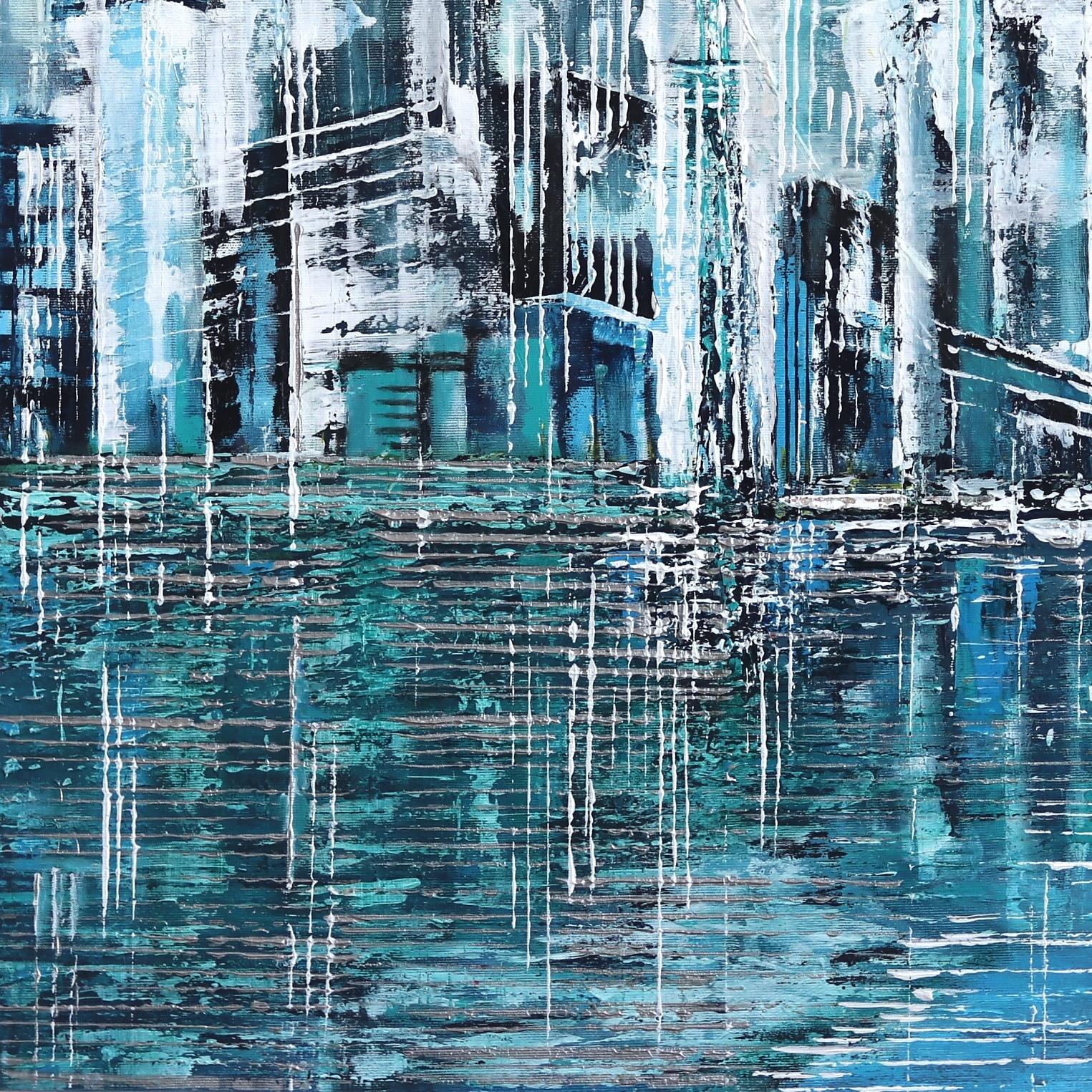 Water Lines - Blue Abstract Painting by Ivana Milosevic